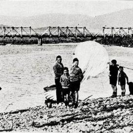Whitebaiting on the Hokitika River.1932.