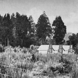 A roadmen's camp near the Jacobs River, on the new Weheka–Bruce Bay highway.1937.