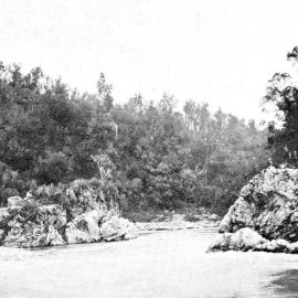 At the head of Hokitika Gorge, Westland.1913.
