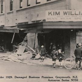 Kim Williams earthquake damage 1929, Greymouth