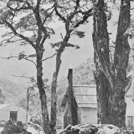 Photo of a construction camp on the Haast Pass road .1938.