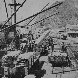  Timber being loaded at a Greymouth wharf.1938.