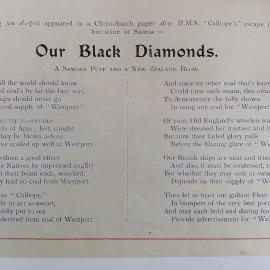 Poem to celebrate the quality of Westport coal