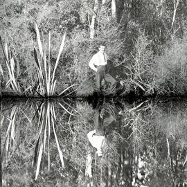 Reflections, Mahinapua Stream -  a print by Dr Teichelmann.Hokitika.1905.