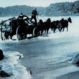 Horse and cart on beach near Okarito