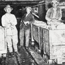 Trucks of ore ready to be hoisted to the surface - Blackwater mine at Waiuta Waiuta.1931.