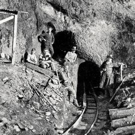 Men working at one of the gold claims at Woodstock, near Hokitika.1932.