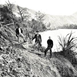 Completely obliterating the road for a quarter of mile: a huge slip on the Buller River road at Fern Flat.1929.