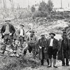  Repair gang where Clay Bank bridge was destroyed by the Murchison earthquake.1929.