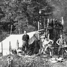 Where many unemployed are earning a livelihood -  a Gold Prospectors' camp at New Creek ,Howard district,Murchison.1932.