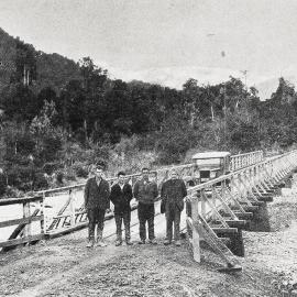 McDonald's Creek Bridge,South Westland, 200 feet long, with approaches 21 chains in length.1930.