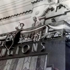 Queen Elizabeth II, waving from Revington's balcony, 1954.