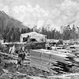Timber-mill yards at Bruce Bay.1937.
