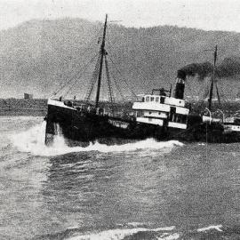 The Westland Shipping Company's steamer Tees crossing Greymouth  Bar.1930-07-09.