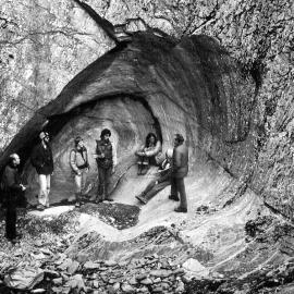 Tourists framed by an Ice Mill,Franz Josef Glacier.July 1981.