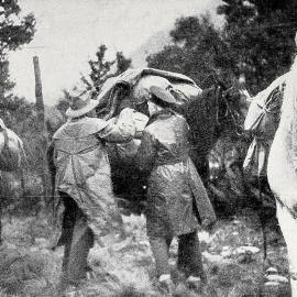 Loading provisions and mail for Fox Glacier when the road was impassible because of slips. 7 June 1928.