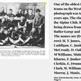 The Alpine Rugby Club - Albert Alfred Kennedy Sloan of the Lyell is 2nd from the end ca.1880's.