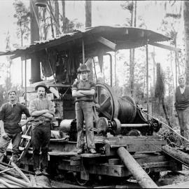 Bush winch of Tuck Bros & Manson Sawmill at Te Kinga circa 1910