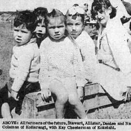 Stewart, Allister, Denise and Nancy Coleman and Kay Chesterman of Kowhiterangi,April 1966.