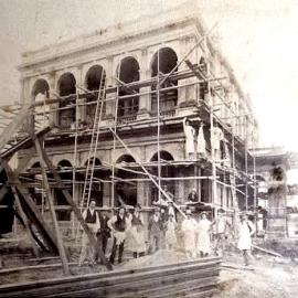 Photo of unknown building under construction, by photographer F.G. Hawkins (Frederick George Hawkins).