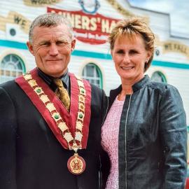  Mayor Tony Kokshoorn and Mayoress Lynne Kokshoorn ( Nee Wright) from Runanga at the Centenary celebrations of Runanga, Dunollie, Rapahoe and Schools. 2006.
