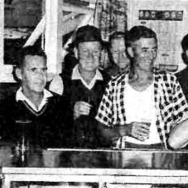 A group of regular customers at the Golden Eagle Hotel.Greymouth.1966.