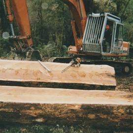  Snowy River logging  -  the log was cut in half by Don Hartill as the mill never had a top blade.