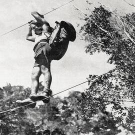 Crossing a ravine on a cable  - Golden Hope settlement near Murchison.1933.