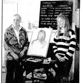  Article image Els Nordhof, art tutor, with model Charlotte Riley in the Hokitika Custom House.