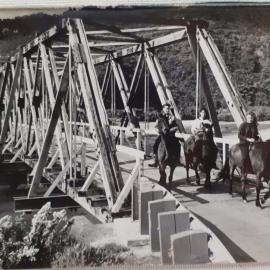 Old Fox River Bridge on horseback about 1986.