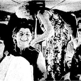 Passengers on a Coast Air flight from Greymouth to Christchurch, 1986