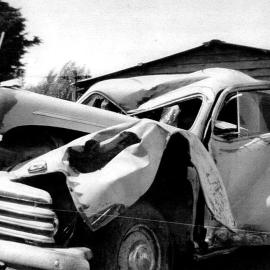 A Dobson man walked away from this crashed 1946 Ford V/8 Sedan.