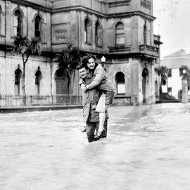 Mackay Street, Greymouth, during flood.1936.