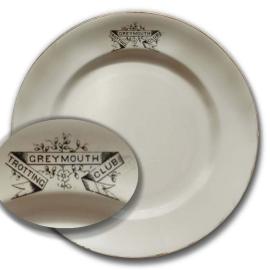 Greymouth Trotting Club hotelware or badgeware dinner plate