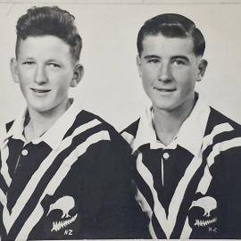 Runanga rugby league players F Taylor and P Manderson, 1954