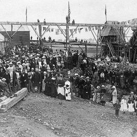 Opening of the Ross Gold Mining Company's hydraulic pumping engine.ca.1882.