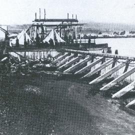 Hokitika Wharf in course of construction.