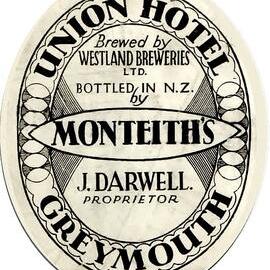  ALBUM - Monteith's label, bottled by John Darwell at the Union Hotel, Greymouth.ca.1930`s.