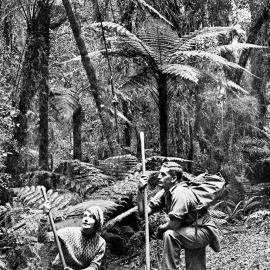  Trampers resting in the bush on the way to the Franz Josef Glacier.1929.