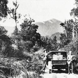  A Public Works department truck fording the lower reaches of the Cook River with provisions. 1930.