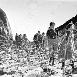 A party of men and women crossing the Franz Josef Glacier.1947.