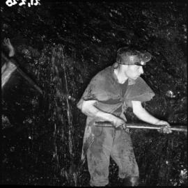  Coal miner working in a wet mine in Stockton.
