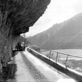 Car under Hawks Crag, Buller Gorge.1953.