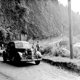 Two boys taking in the view Hawks Crag.1953.