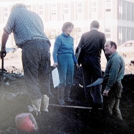 Digging for goldfield items under the old Red Lion hotel in 1981.