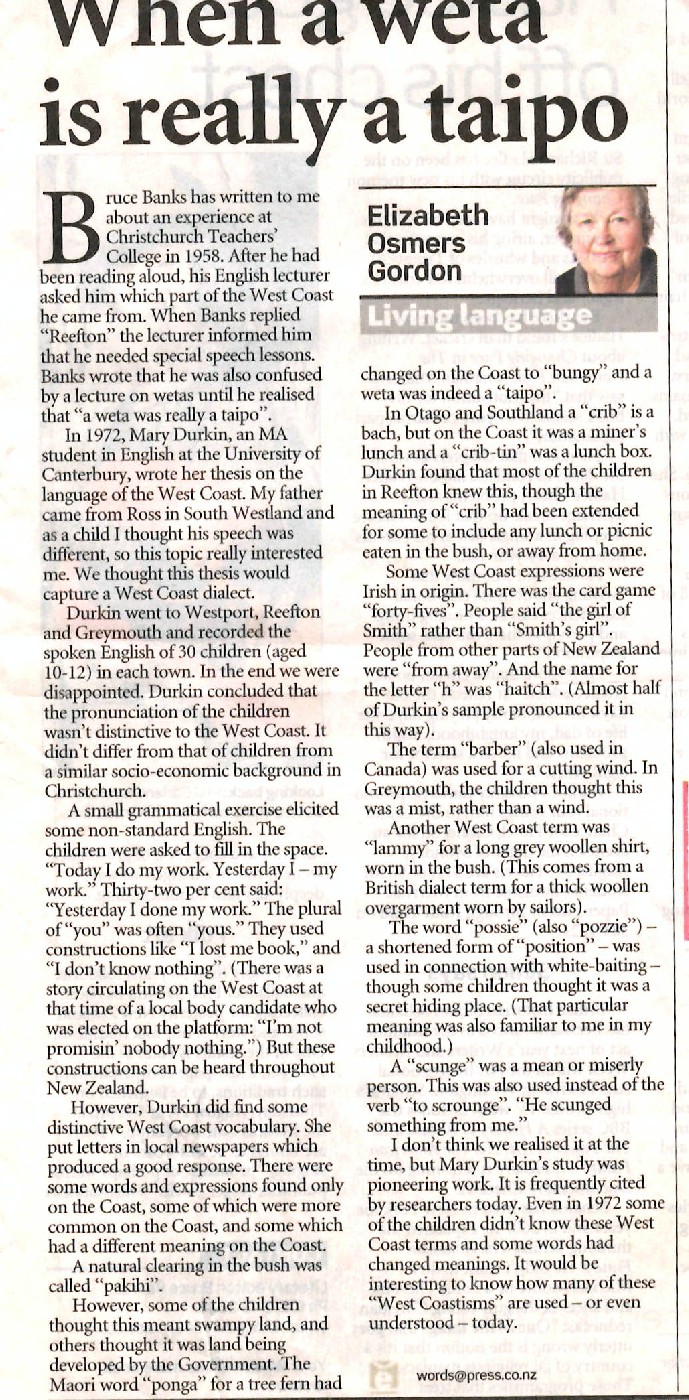 When a Weta is really a Taipo