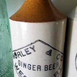 A stone Ginger Beer bottle from Morley and  Co. Westport. ca.1905-10.