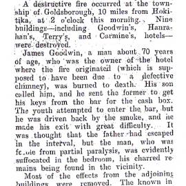 Fatal Fire at Goldsborough,destroying 9 buildings,including 4 hotels .4th July,1900.